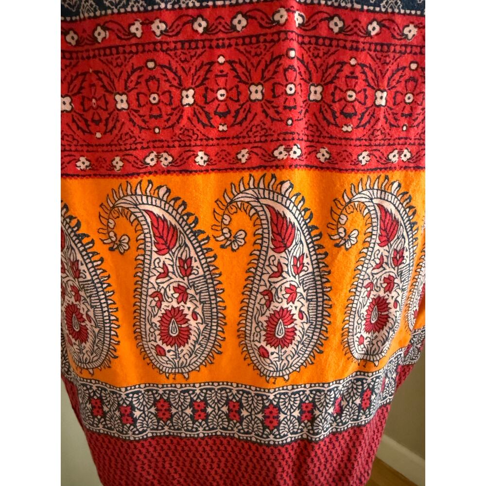 Beach Lunch Lounge Boho Tassel Border Print Dress Size M Cruise Resort Summer - Picture 9 of 9